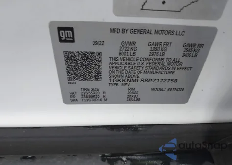 2023 GMC Acadia Fwd Slt z USA, uszkodzony, nr VIN 1GKKNMLS8PZ122758